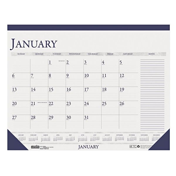 Dated Monthly Desk Calendar, 18-1/2x13 In