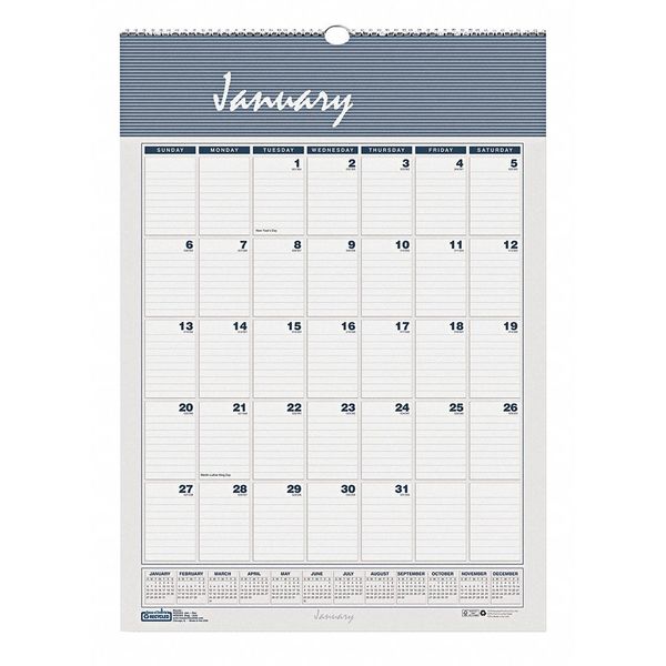Monthly Wall Calendar, 12x17 In.