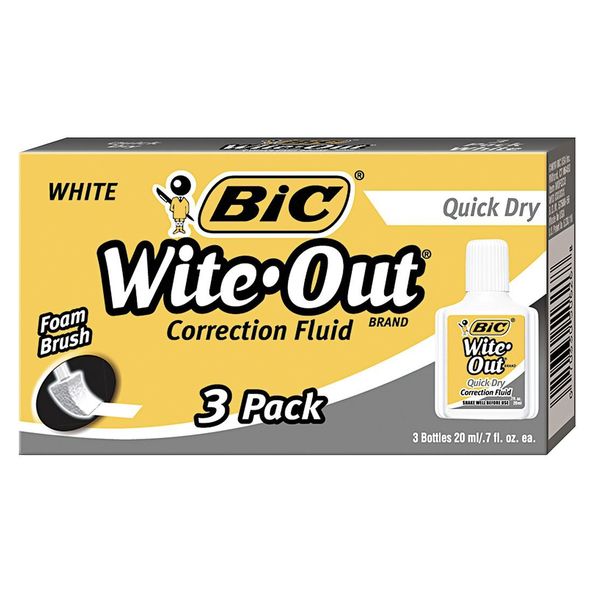 Quick Dry Correction Fluid, 20mL, Wht, PK3