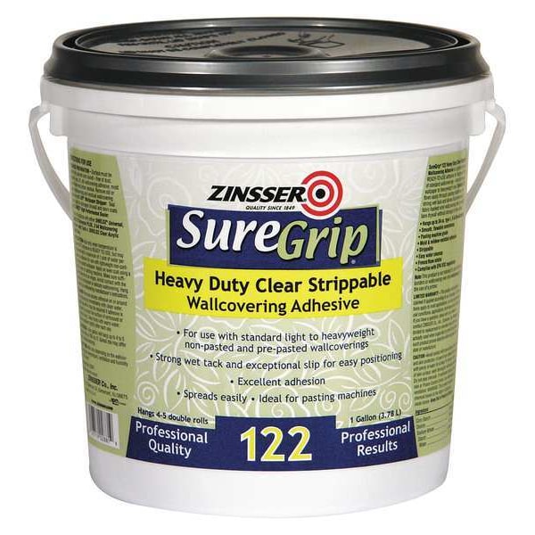 Wallcovering Adhesive, SureGrip(R) 122 Series, clear, 1 gal, Pail