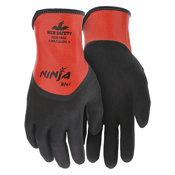 Foam Nitrile Coated Gloves, Full Coverage, Black/Orange, XS, PR