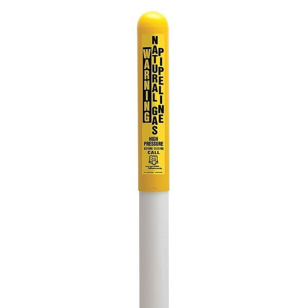 Utility Dome Marker, 66in.H, Yllw/Blk/Wht