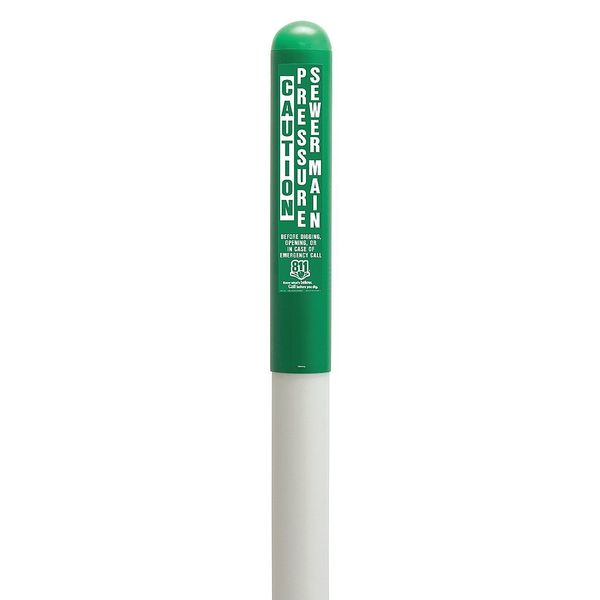 Utility Dome Marker, 66 in. H, Green/White