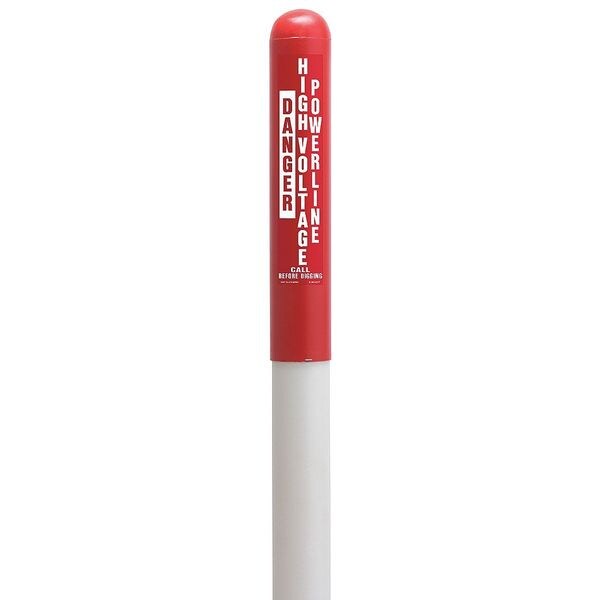 Utility Dome Marker, 66 in. H, Red/White