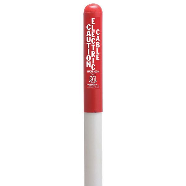 Utility Dome Marker, 66 in. H, Red/White