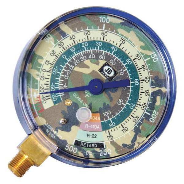 Gauge, 3-1/8 In Dia, Low Side, Camo, 500 psi