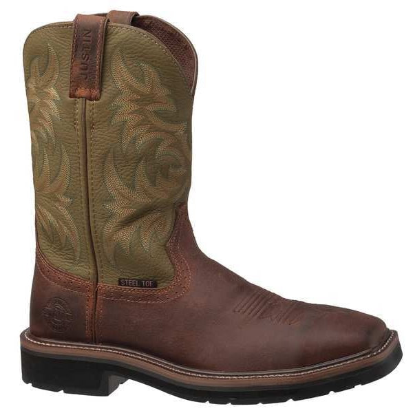 Size 11EE Men's Western Boot Steel Work Boot, Brown
