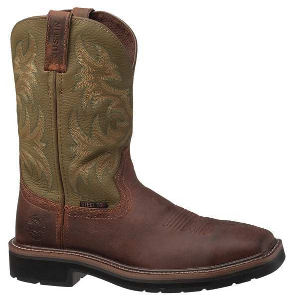 Size 14EE Men's Western Boot Steel Work Boot, Brown