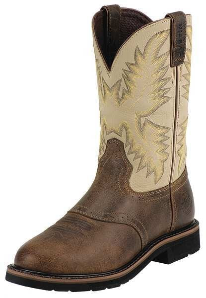 Size 13EE Men's Western Boot Steel Work Boot, Brown