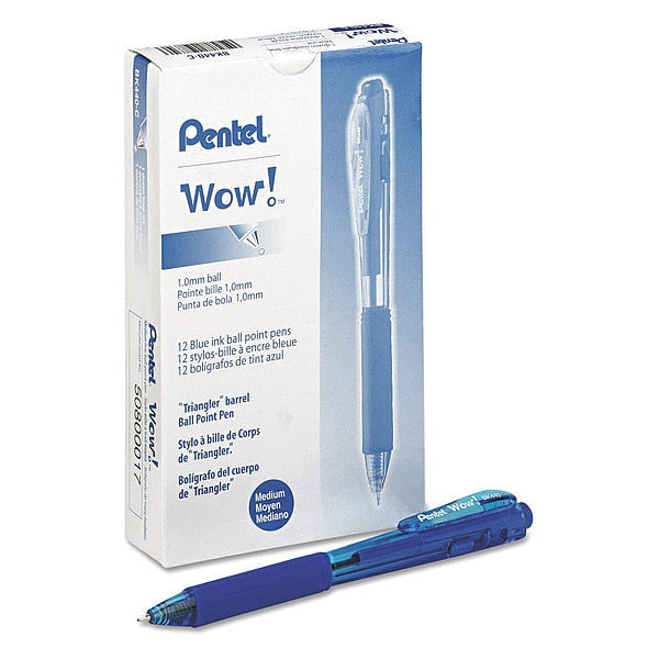 Retractable Pen, Medium 1.0 mm, Blue PK12