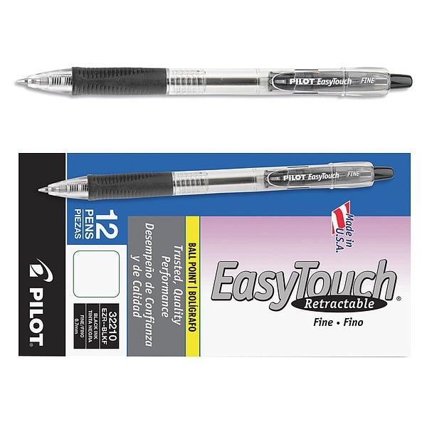 Retractable Pen, Fine 0.7 mm, Black PK12