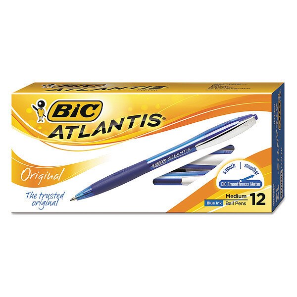 Pen Retractable, Medium 1.0 mm, Blue PK12