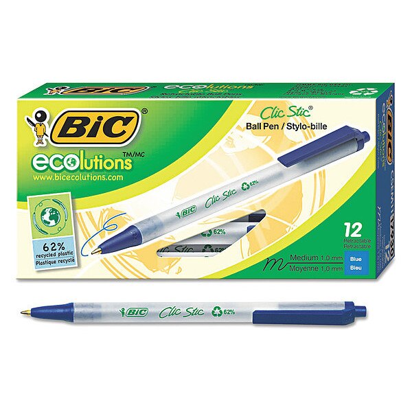 Retractable Pen, Medium 1.0 mm, Blue PK12