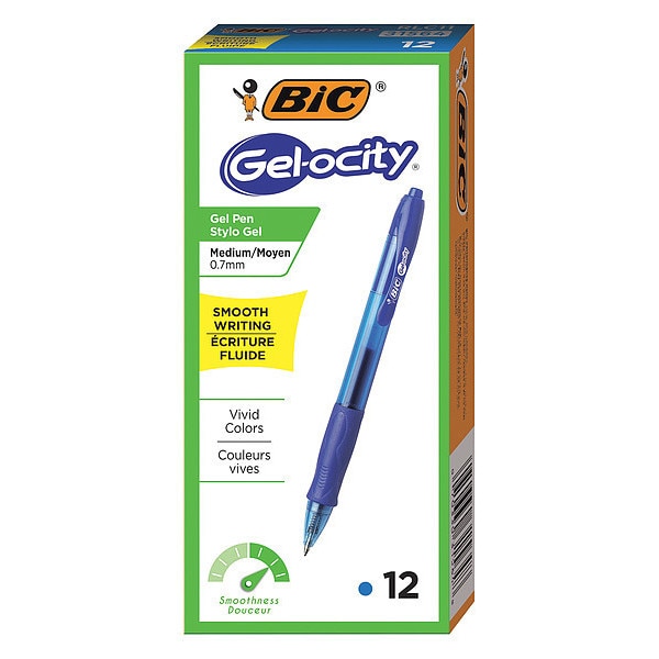 Gel Roller Ball Pen, Medium 0.7 mm, Blue PK12
