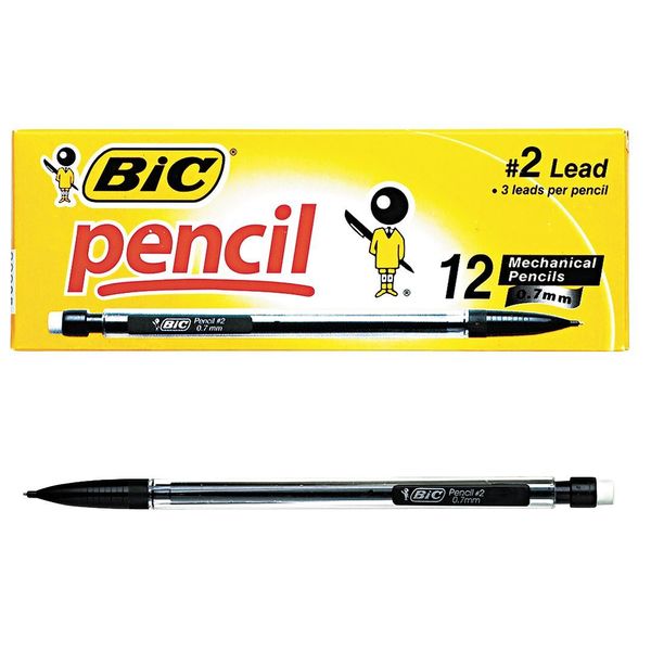 Mechanical Pencil, 0.7mm, Clear, PK12