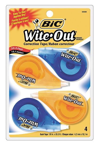Correction Tape, White, PK4