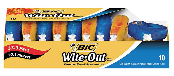 Correction Tape, White, PK10