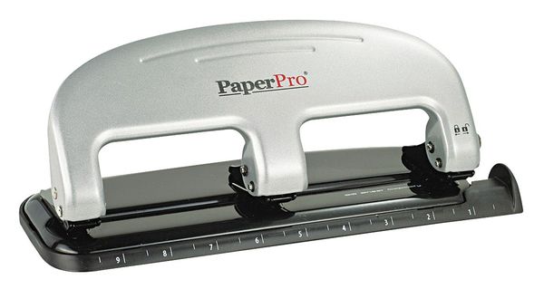 Three-Hole Paper Punch, 20 Sheet, Blk/Slvr