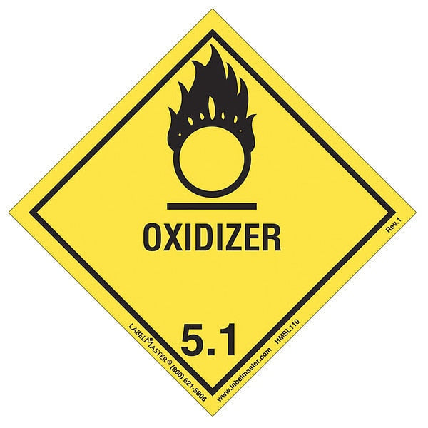 Oxidizer Label, 100mmx100mm, Polyprop, 500