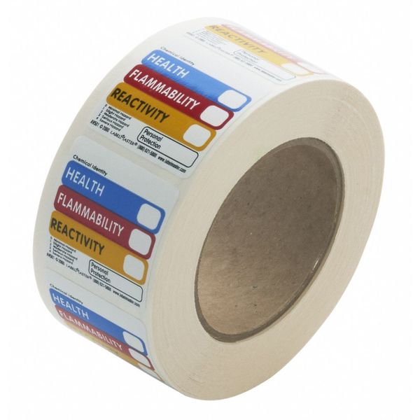 Hazcom Label, 2inx2in, Paper, 500 Labels