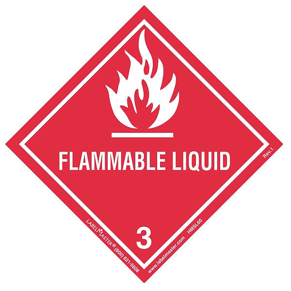 Flammable Liquid Label, 100mmx100mm, 500, HMSL60