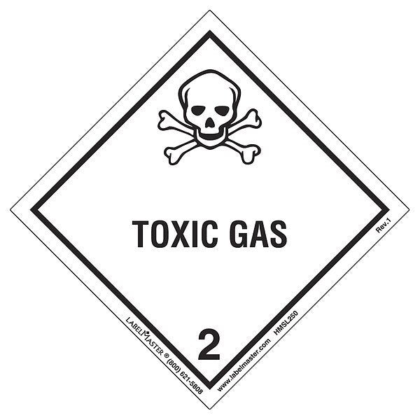 Toxic Gas Label, 100mmx100mm, Polyprop, 500