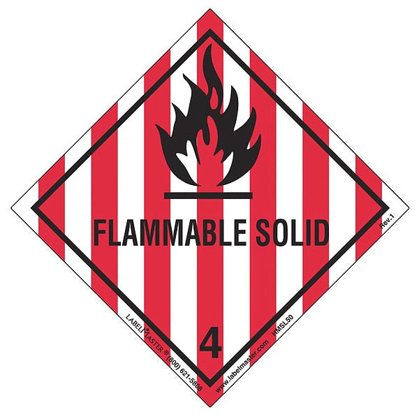 Flammable Solid Label, 100mmx100mm, 500, HMSL50