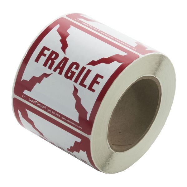 Fragile Lbl, 4inx4in, Paper, Red/White, 500