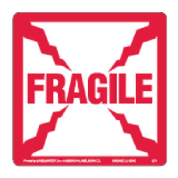 Fragile Lbl, 4inx4in, Paper, Red/White, 500