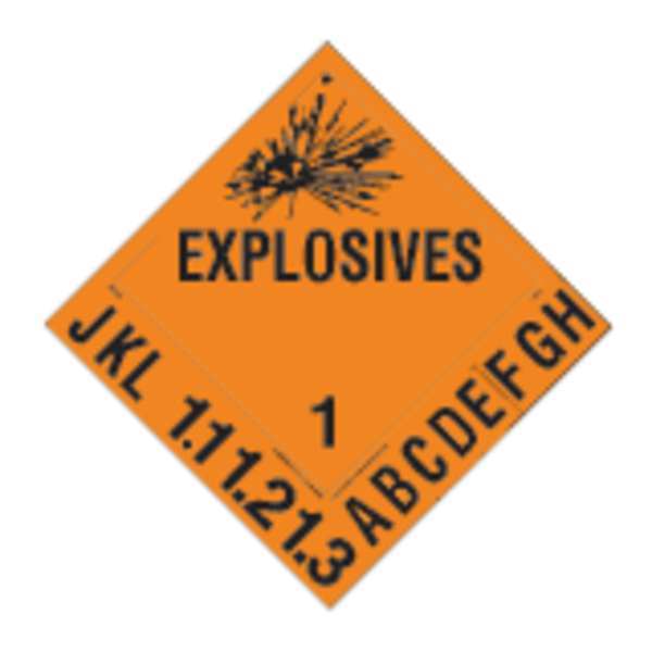Explosive Placards, 10-3/4inx10-3/4in, 35ZM04