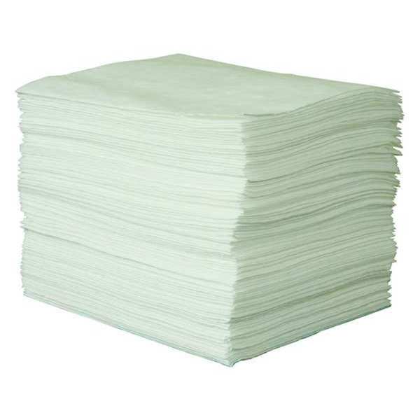 Sorbents, 21.5 gal. Oil Absorbed, White, Polypropylene, 100 PK