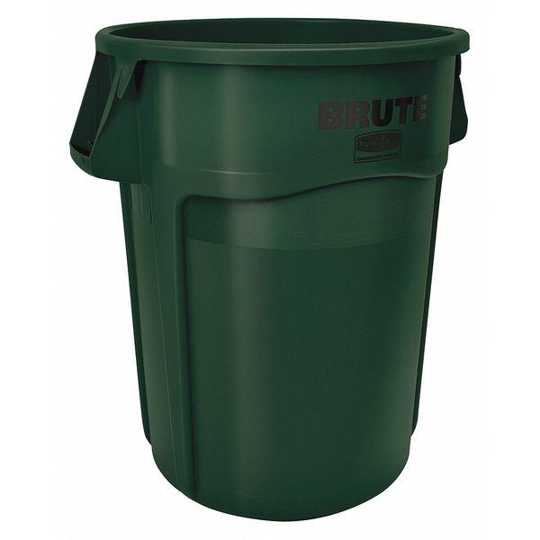 44 gal Round Trash Can, Green, 24 in Dia, Plastic