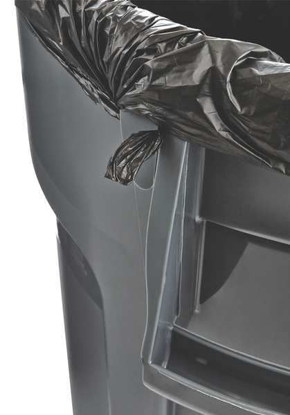 32 gal Flat Trash Can Lid, 22 1/4 in W/Dia, Blue, Resin, 0 Openings