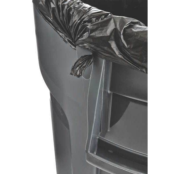 32 gal Round Trash Can, Gray, 22 in Dia, None, Polyethylene