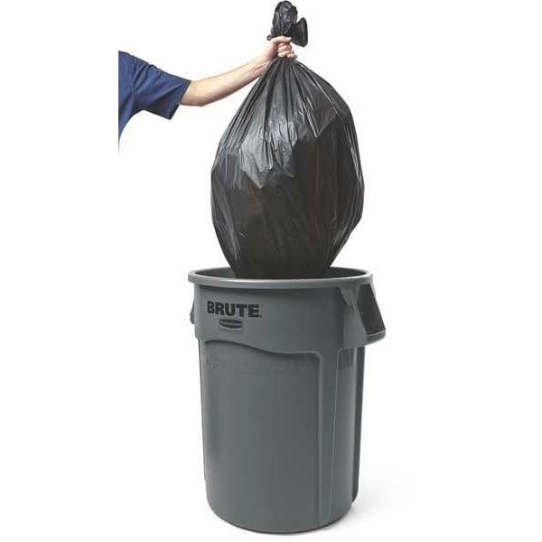 32 gal Round Trash Can, Gray, 22 in Dia, None, Polyethylene