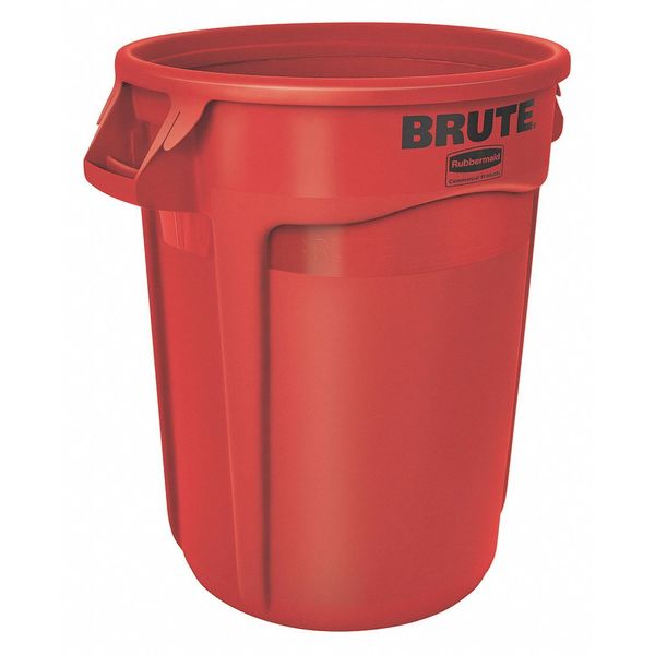 20 gal Round Trash Can, Red, 19 3/8 in Dia, None, Polyethylene