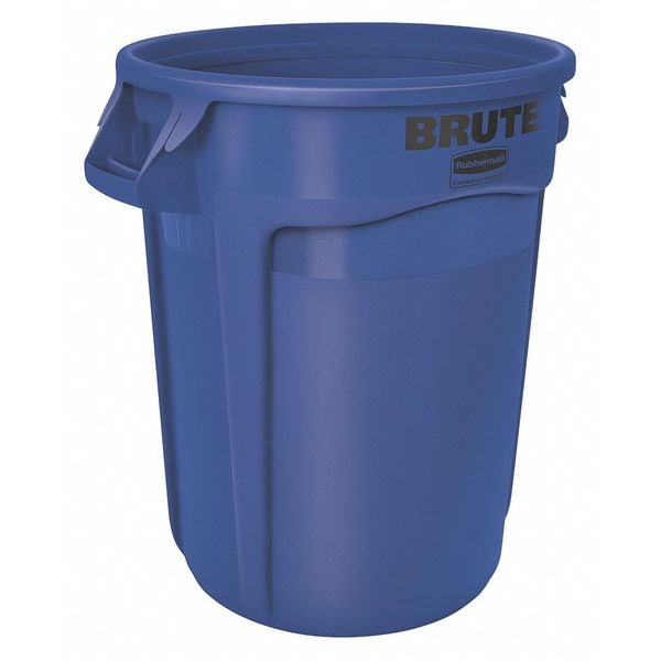 20 gal Round Trash Can, Blue, 19 3/8 in Dia, None, Polyethylene