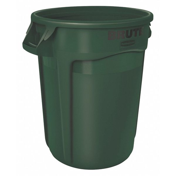 20 gal Round Trash Can, Dark Green, 19 3/8 in Dia, None, Polyethylene