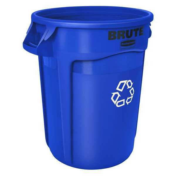 20 gal Round Recycling Bin, Open Top, Blue, Polyethylene, 1 Openings