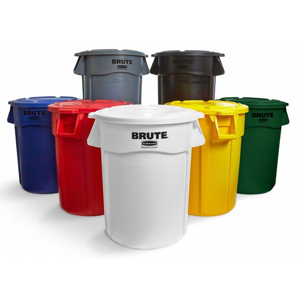 32 gal Flat Trash Can Lid, 22 1/4 in W/Dia, Blue, Resin, 0 Openings