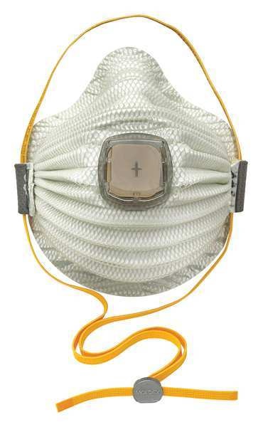 N100 Disposable Respirator w/ Valve, M/L, White, PK5