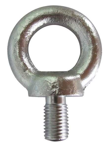 Machinery Eye Bolt With Shoulder, M12-1.75, 20.5 mm Shank, 30 mm ID, Steel, Plain