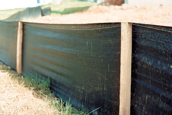 Silt Fence, 2 ft H, 100 ft L, Polypropylene, 11 Stakes, Black