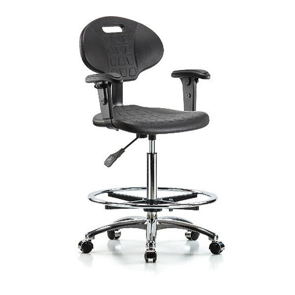 Erie Hi Bench Chair, Chrome, AA, CF, Casters
