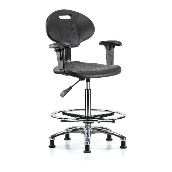 Erie Hi Bench Chair, Chrome, AA, CF, Glides