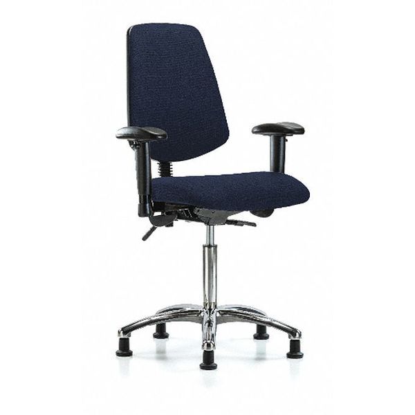 Fab Med Bench Chair, Bk, Glds, Navy, Arm Style: 6-Way Adjustable
