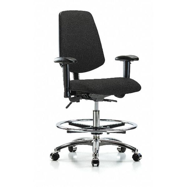 Fab Med Bench Chair, Bk, CF, Cast, Blk, Caster Type: Rolling