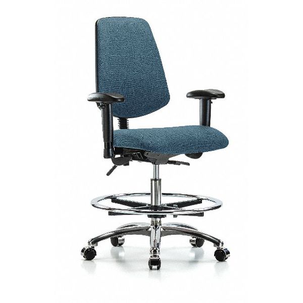 Fab Med Bench Chair, Bk, CF, Cast, Blu, Backrest: Adjustable Back Rest with Lumbar Support