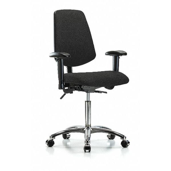 Fab Med Bench Chair, Bk, Cast, Blk, Weight Capacity: 300 lb.