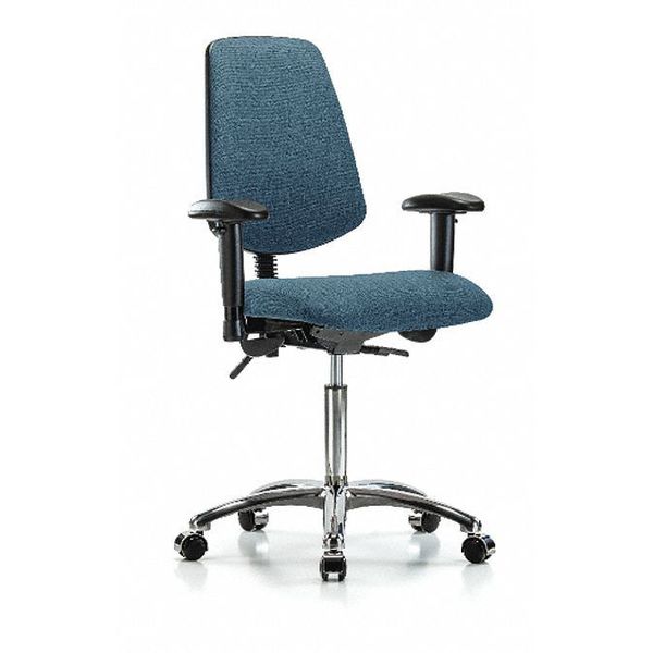 Fab Med Bench Chair, Bk, Cast, Blu, Weight Capacity: 300 lb.